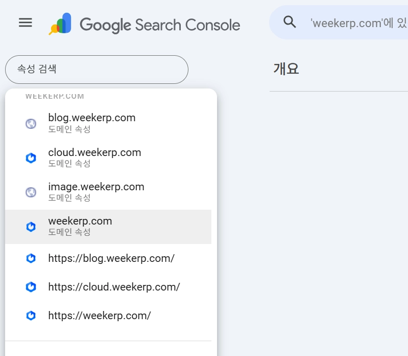 확인을 원하는 속성 (도메인) 선택