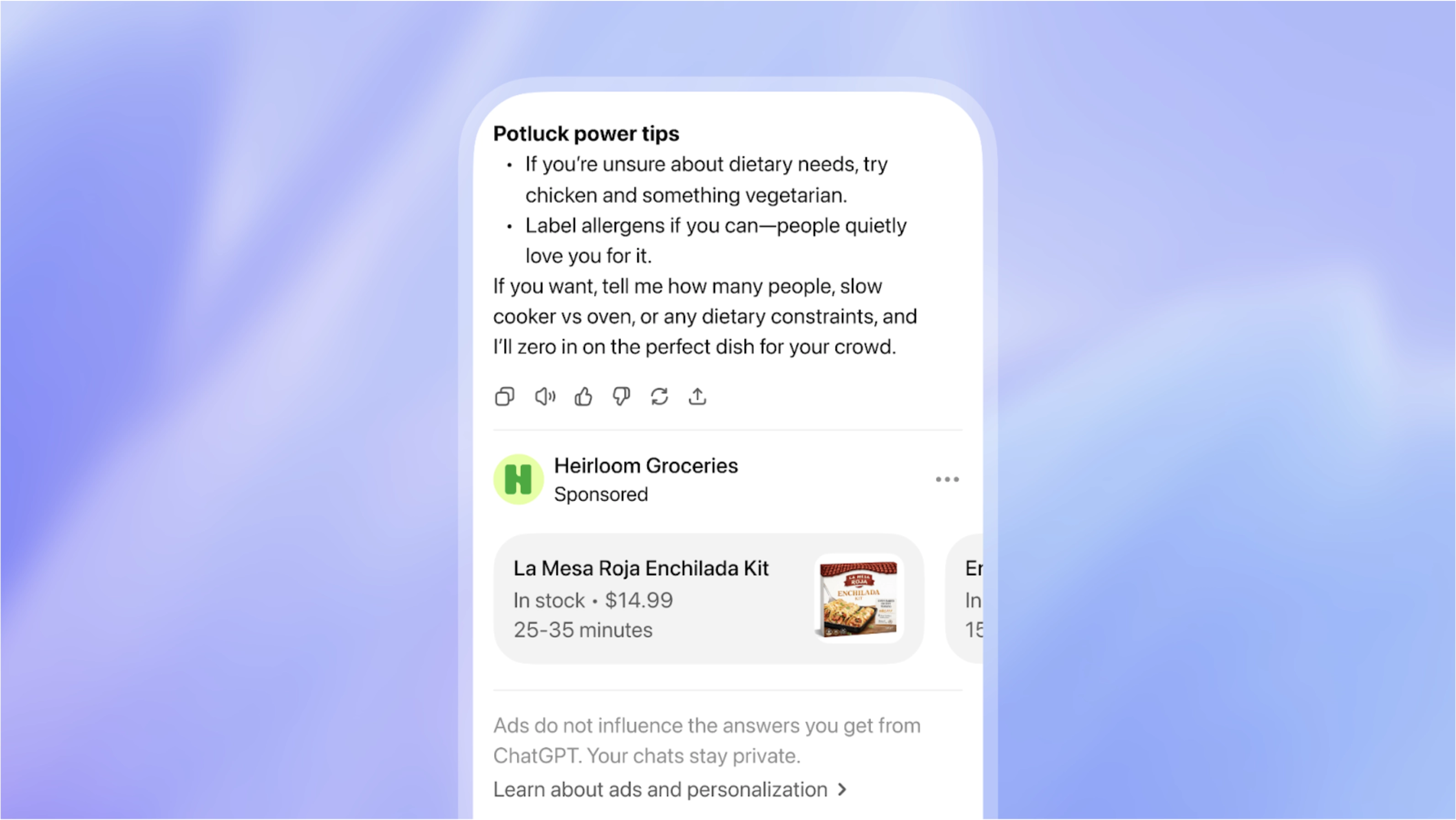 Chat-GPT 공식 영상 발췌, 광고 노출 형식 사진